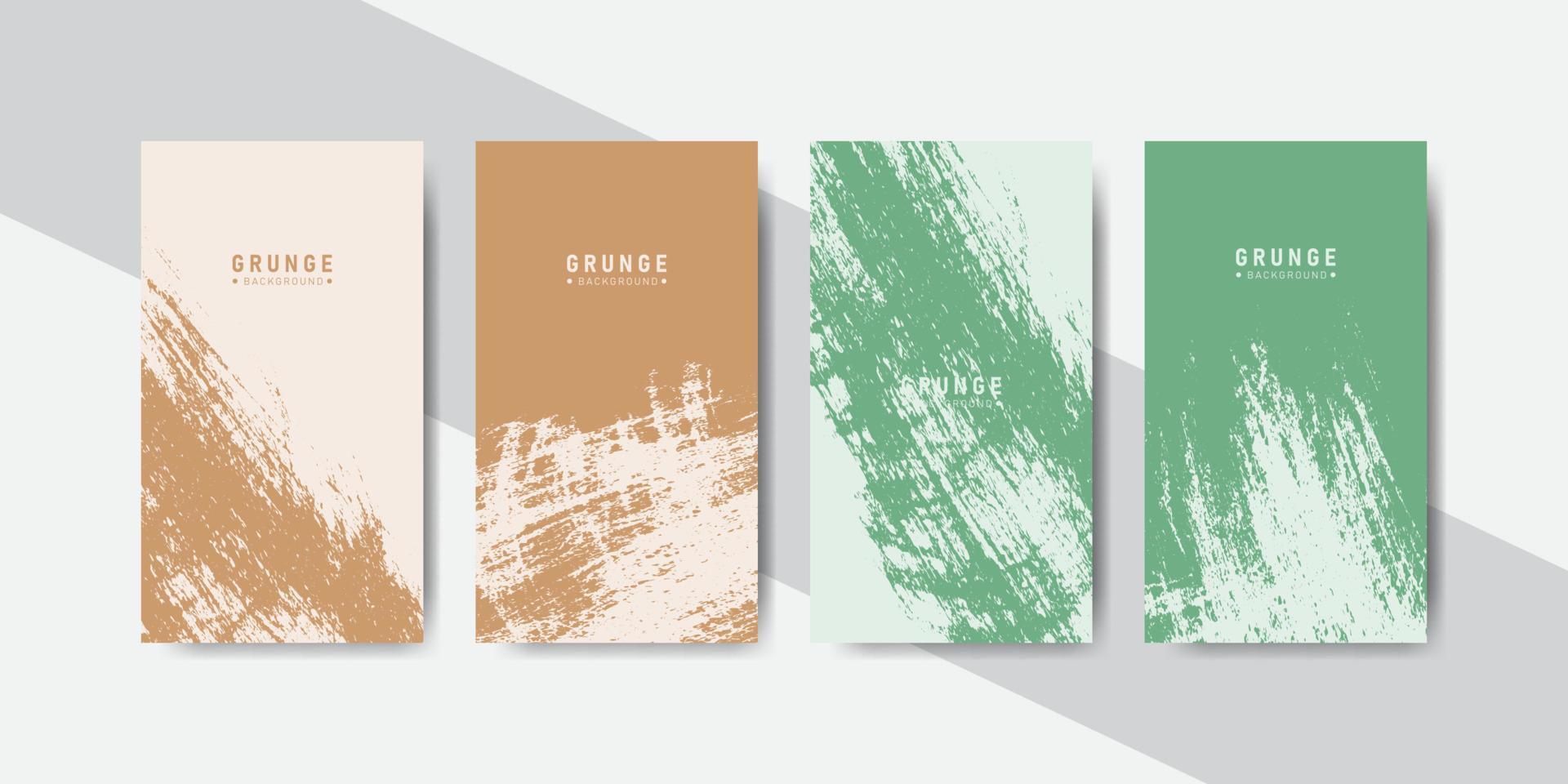 brown and green pastel colors abstract grunge banners collection for social media template stories vector