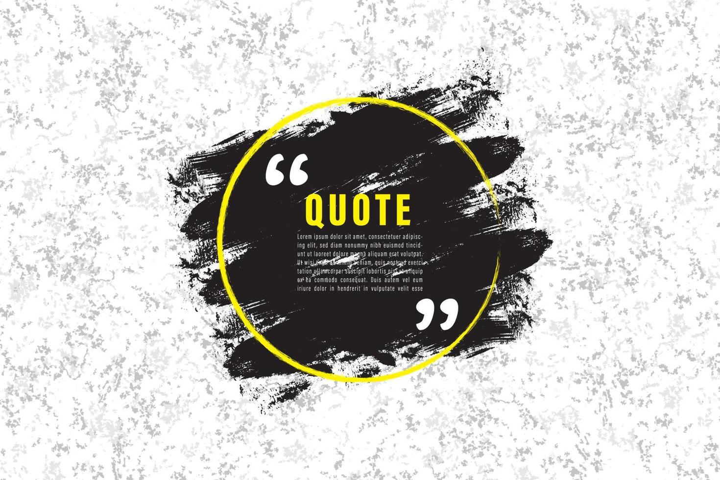 Modern communication quote frame on white with abstract yellow and black brush stroke vector