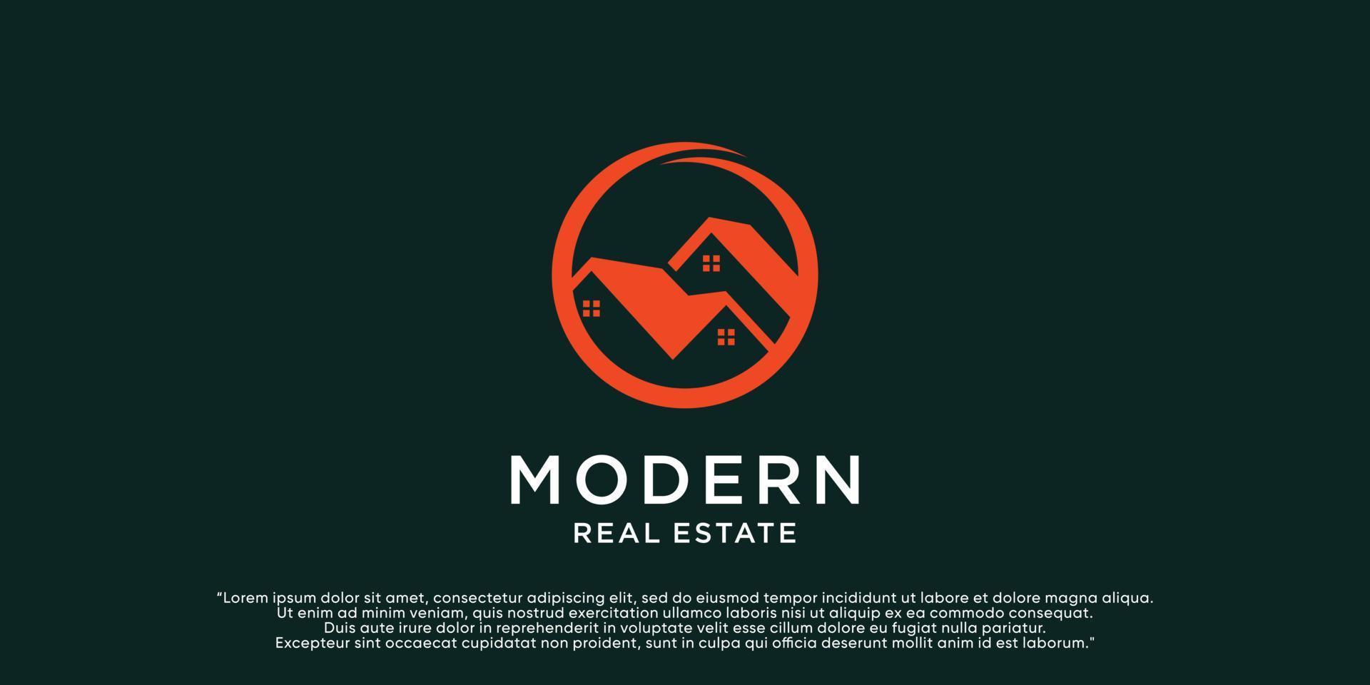 plantilla de diseño de logotipo inmobiliario moderno con icono de casa y vector premium de concepto creativo