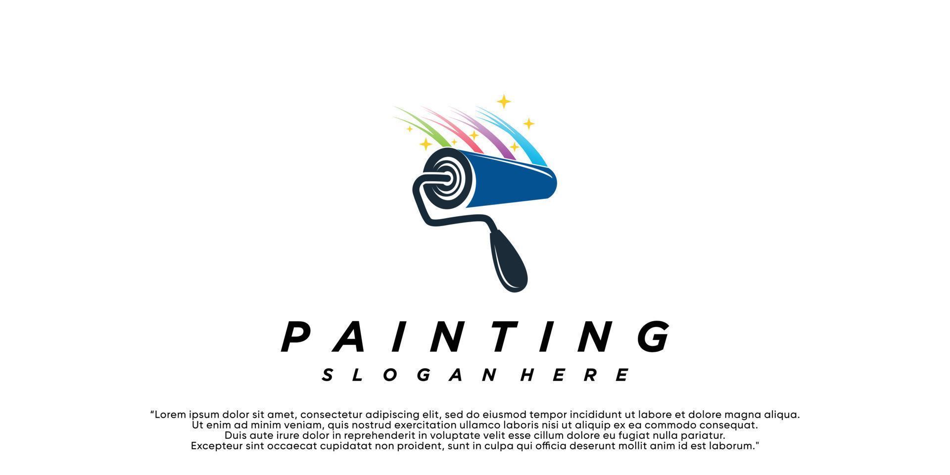 Painting logo design renovation icon, painting home services icon,full color and unique Premium Vector