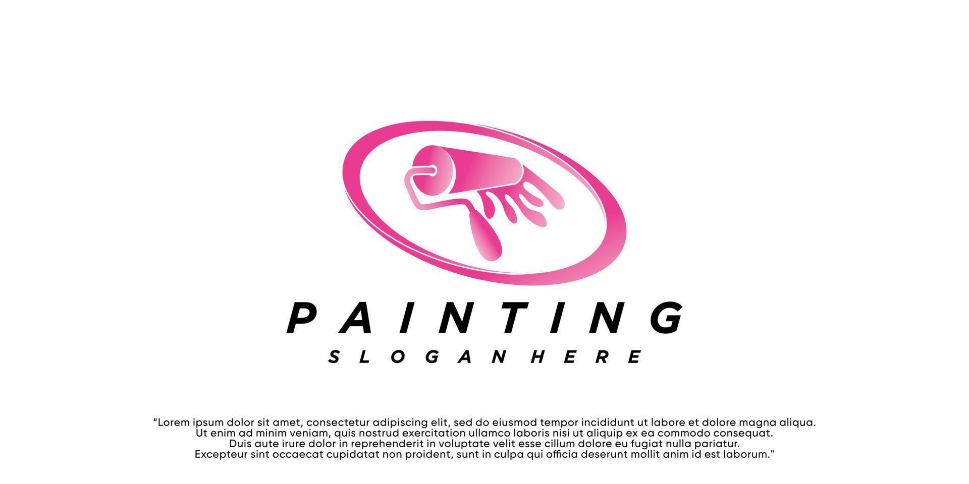 Painting logo design renovation icon, painting home services icon,full color and unique Premium Vector