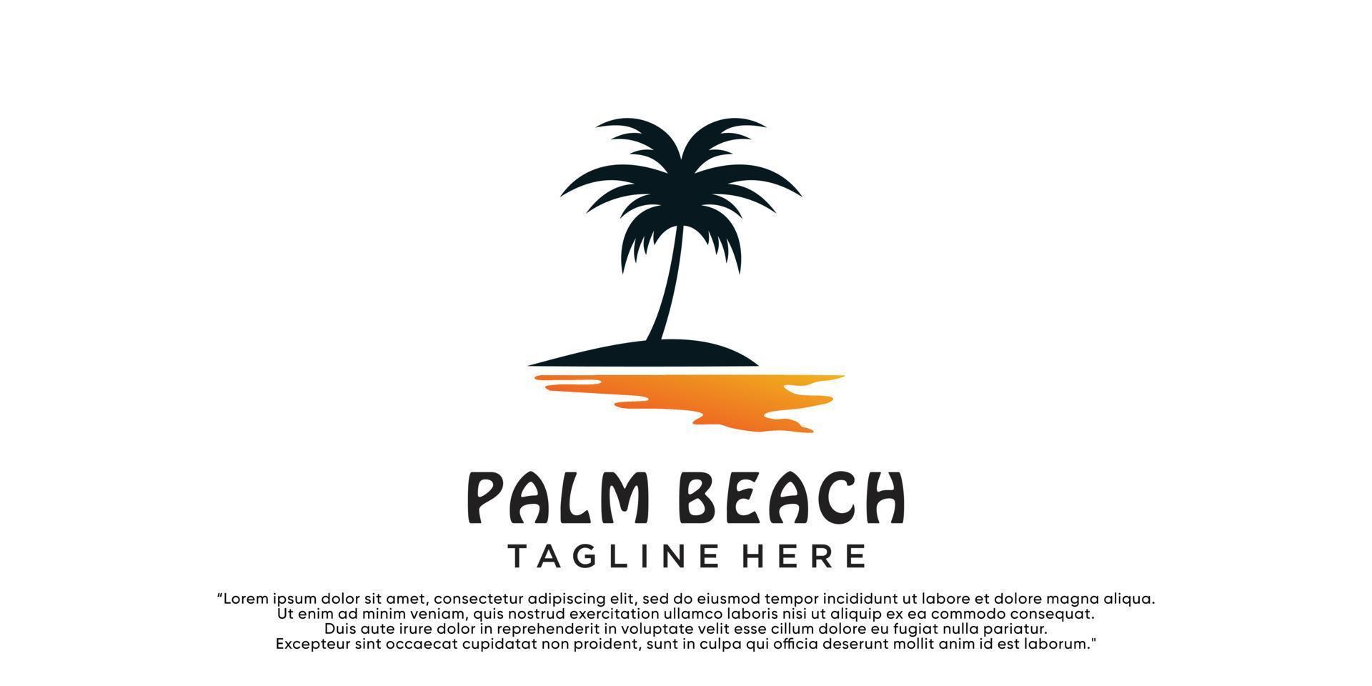 Palm beach design vector with creative simple and unique concept Premium Vector