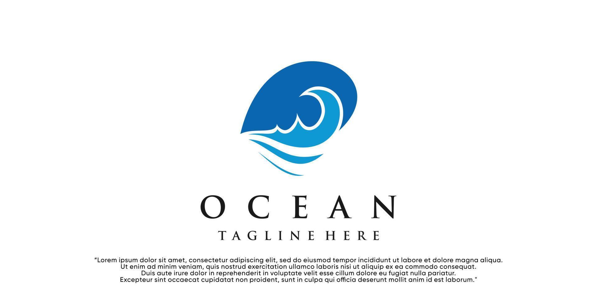 plantilla de logotipo de océano moderno, ilustración de agua simple para vector premium de negocios