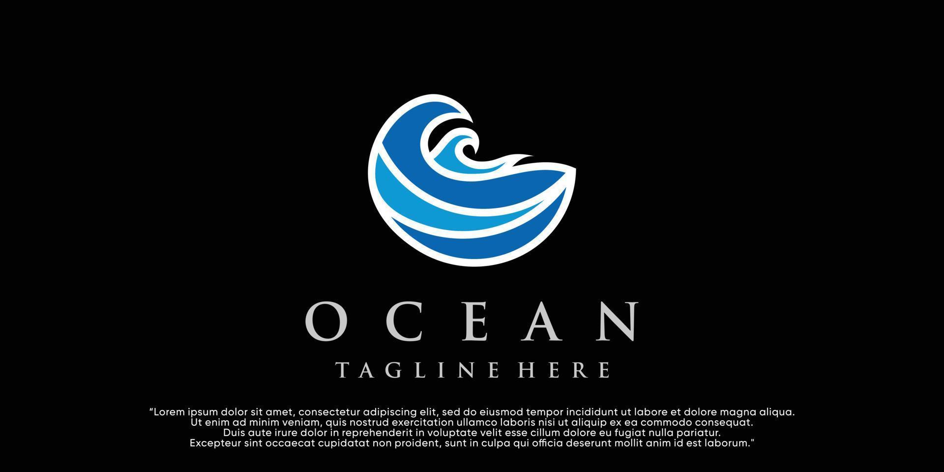 plantilla de logotipo de océano moderno, ilustración de agua simple para vector premium de negocios