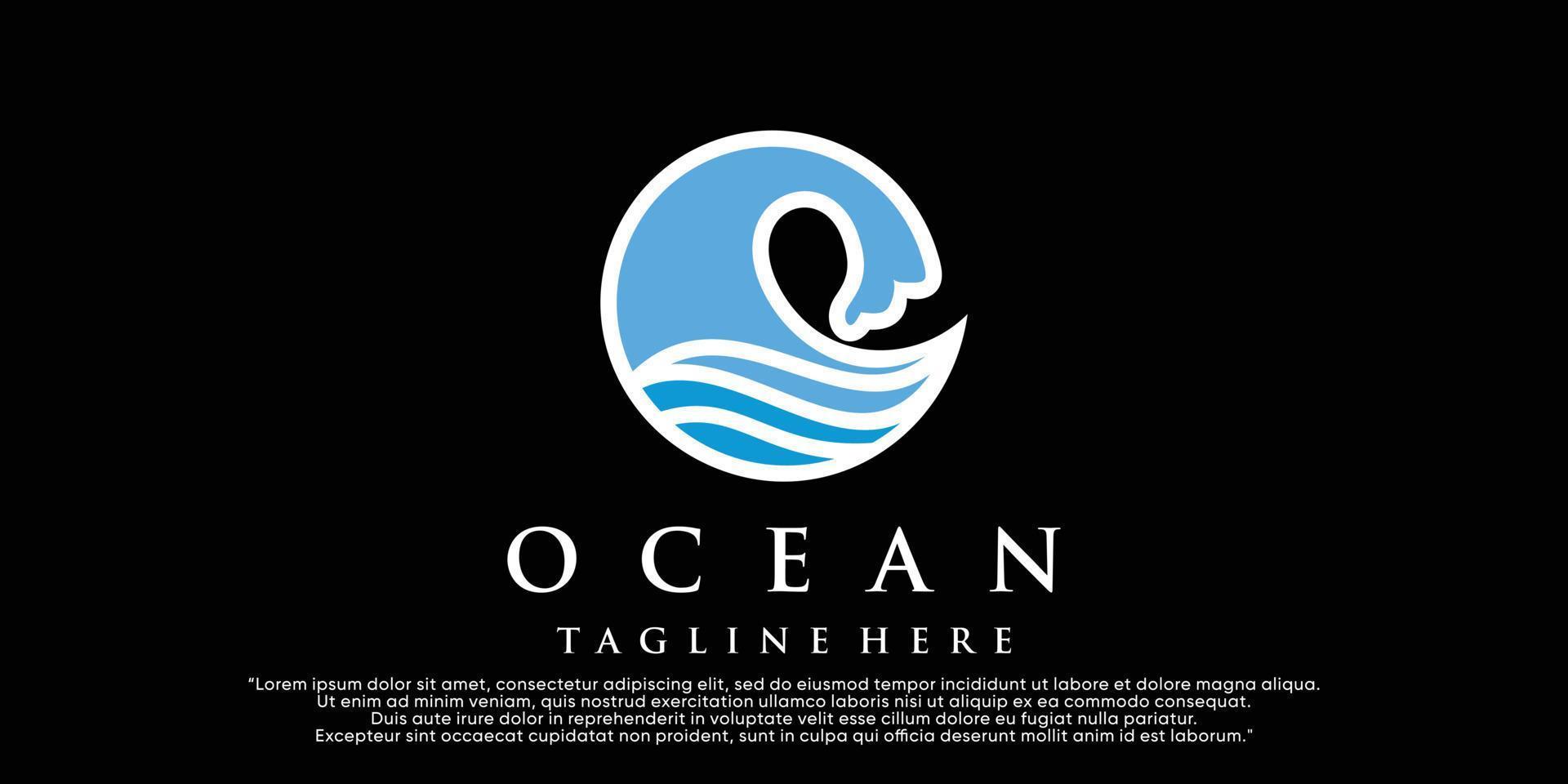 plantilla de logotipo de océano moderno, ilustración de agua simple para vector premium de negocios