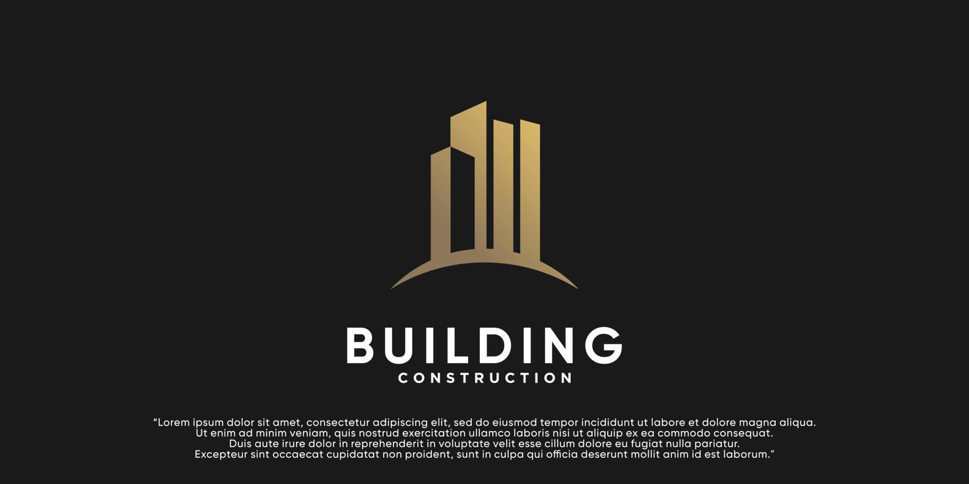 Building logo design illustration for business construction with creative concept Premium Vector