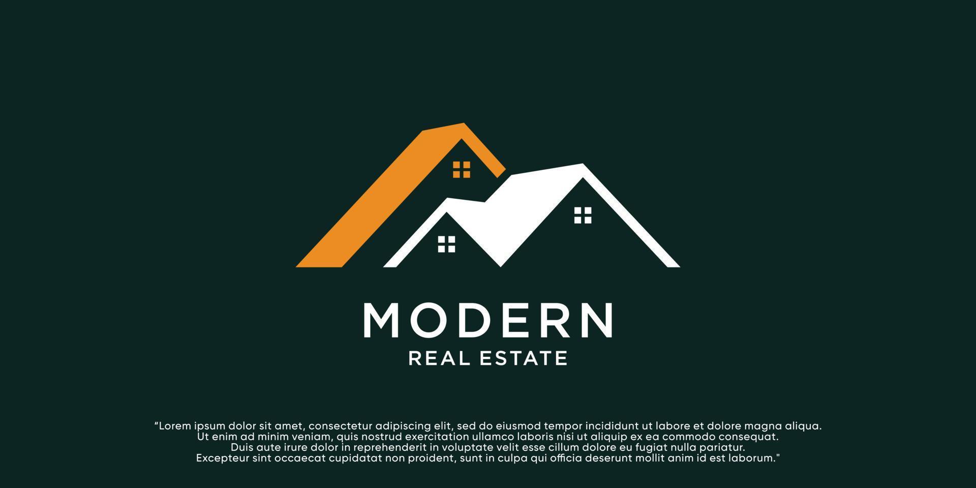 plantilla de diseño de logotipo inmobiliario moderno con icono de casa y vector premium de concepto creativo