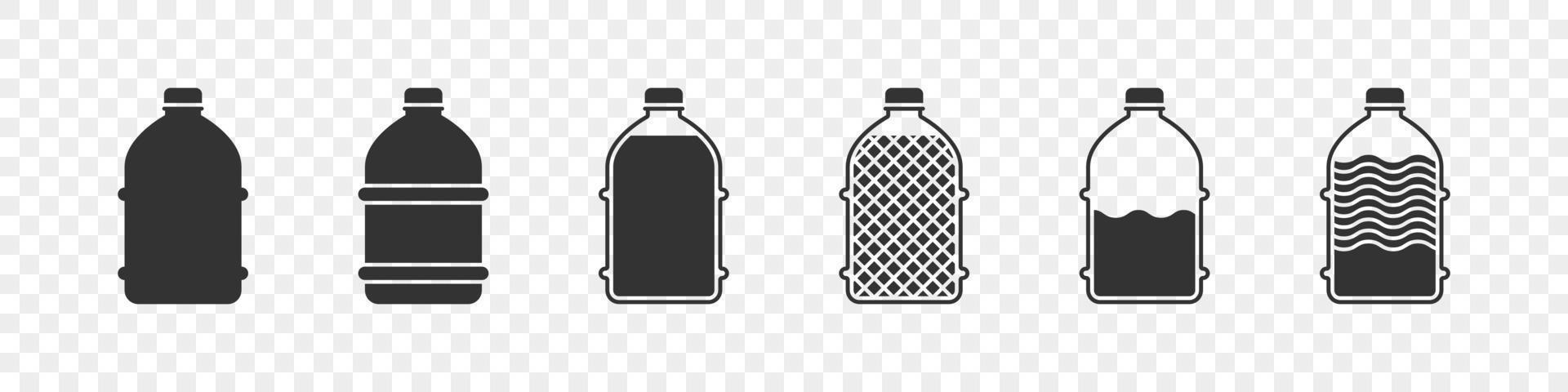 conjunto de botellas de plástico. siluetas de botellas. concepto de iconos de botellas planas. ilustración vectorial vector