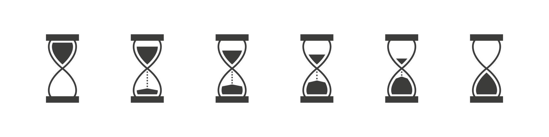 Hourglass icon black. Time symbol. Sandglass logo. clock signs. Timer signs. Vector illustration