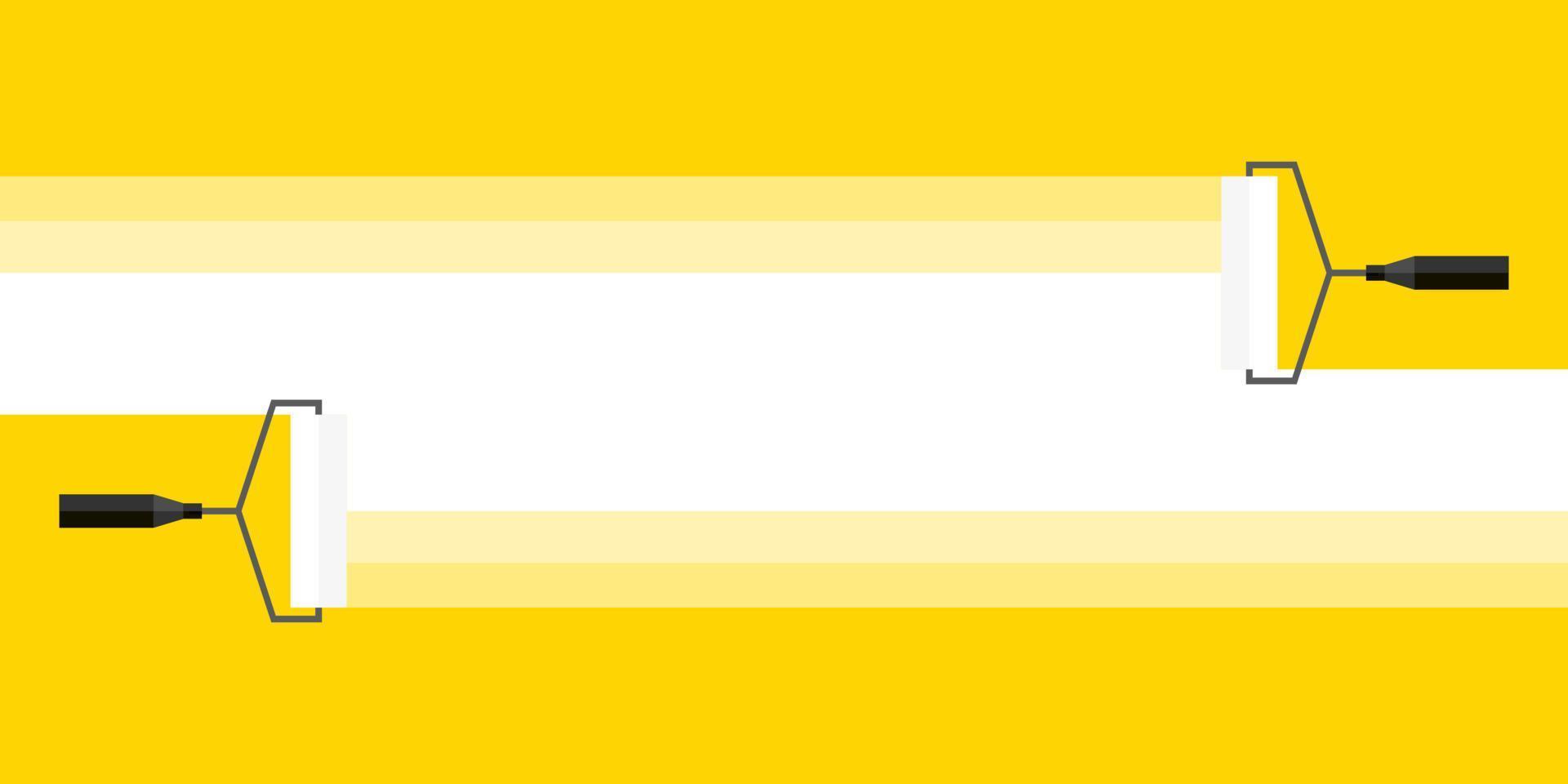 pancarta para publicidad. rodillo de pintura blanca fondo amarillo. rodillo de pintura con espacio para texto. ilustración vectorial vector
