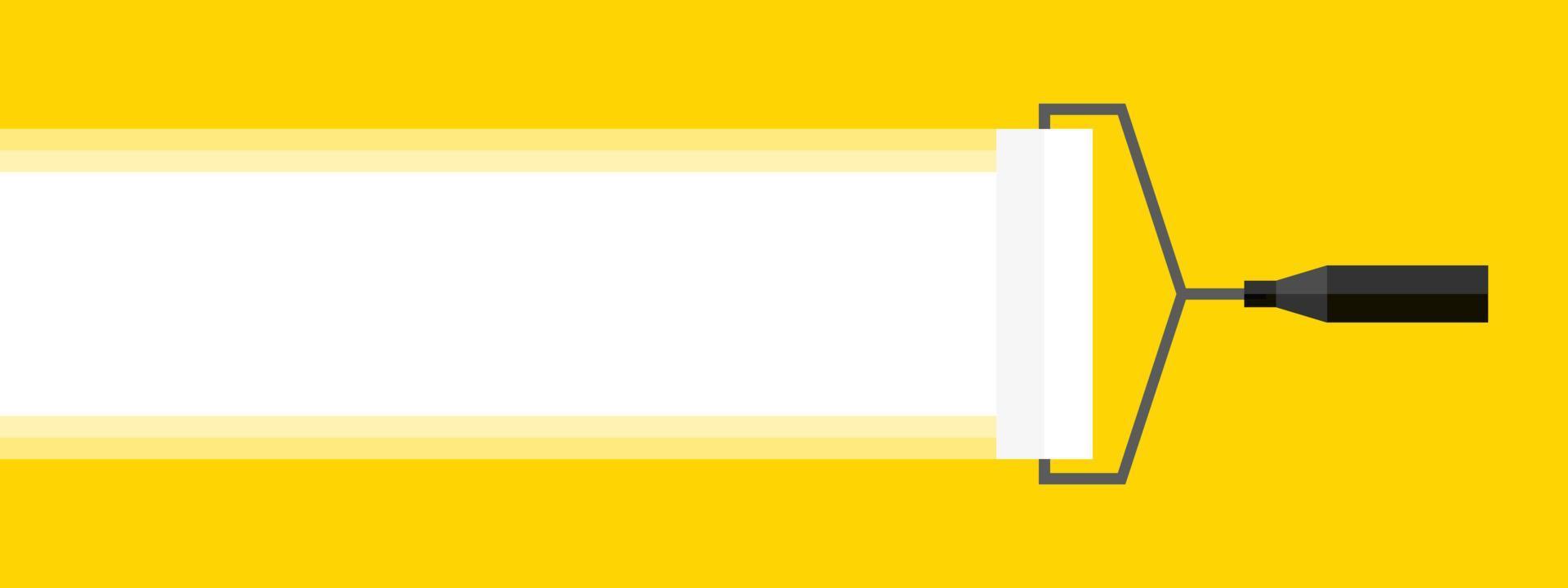 Banner. Abstract background. White painting roller yellow background. Vector illustration