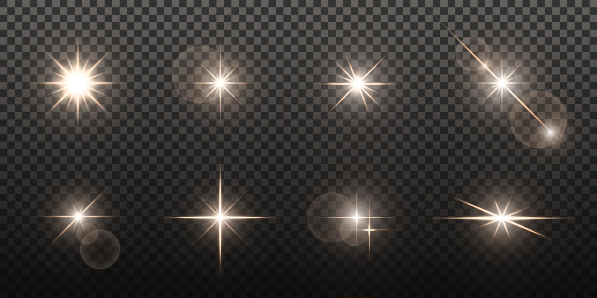 estrellas. efecto de luz brillante. estrellas con luz deslumbrante. estrellas brillantes ilustración vectorial vector