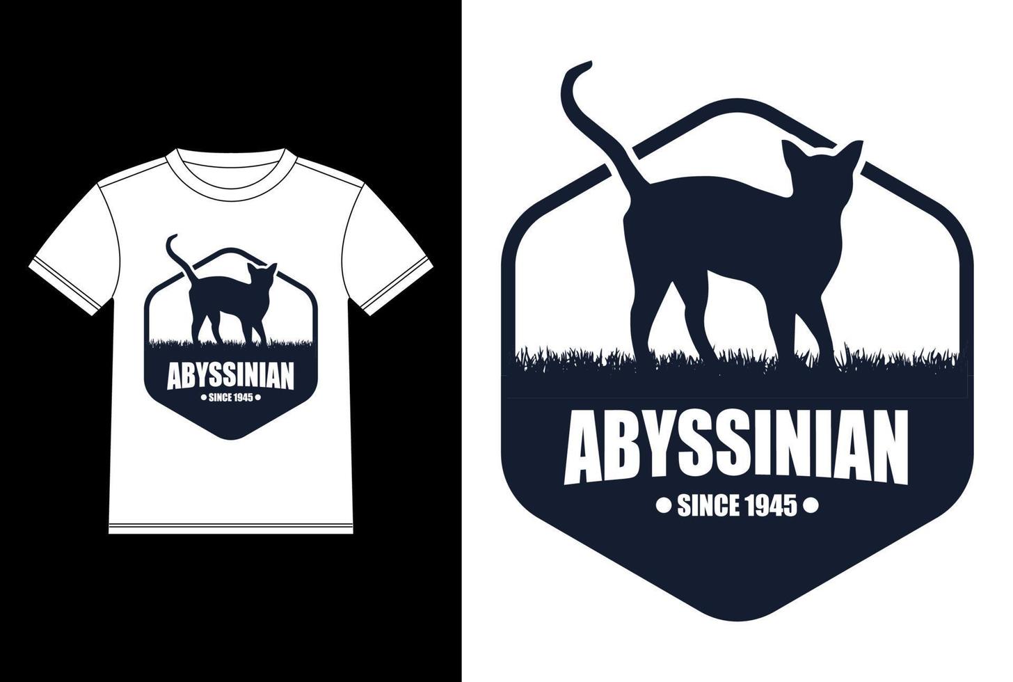 Abyssinian Cat Since 1945 White T-shirt Design template, Abyssinian on Board, Car Window Sticker vector