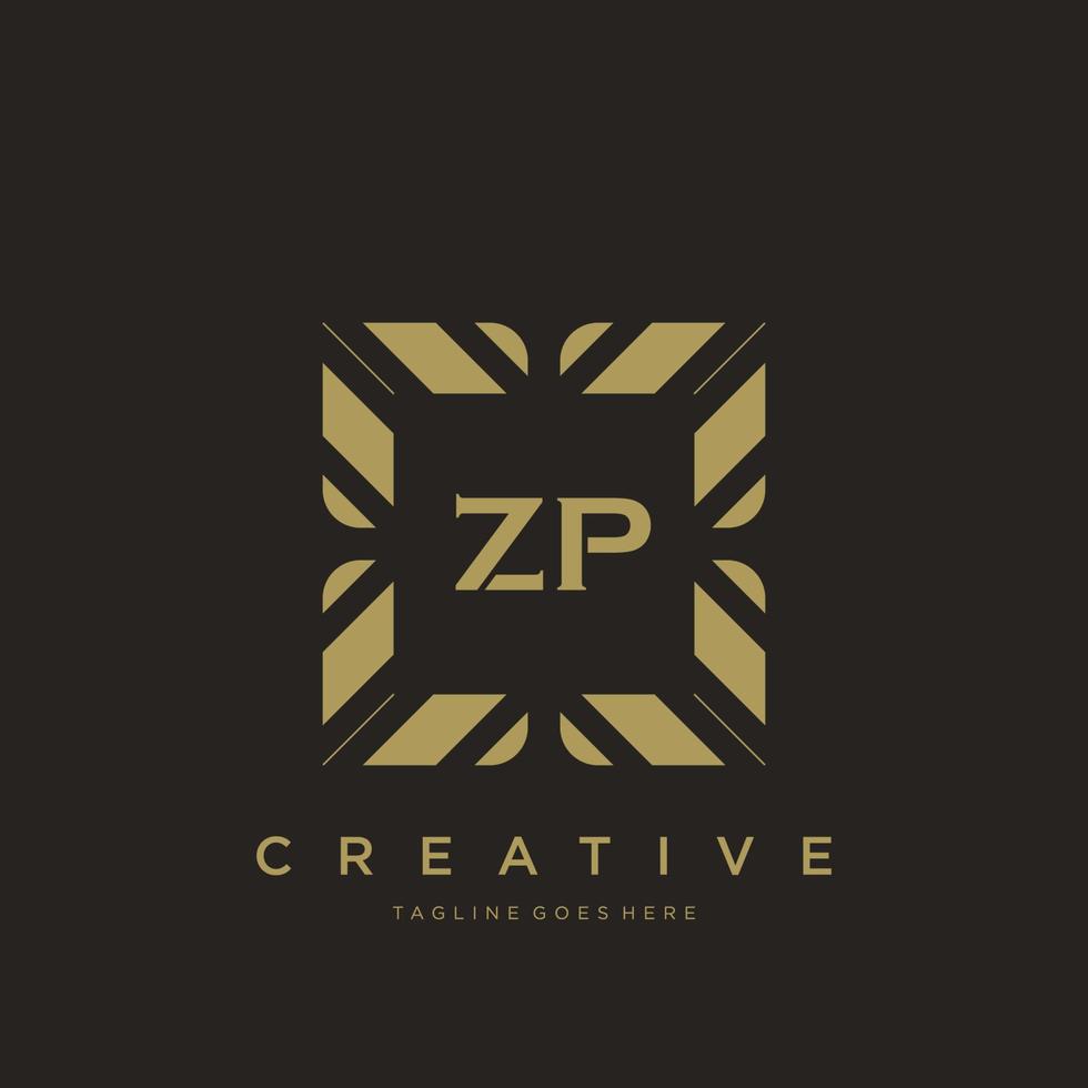 vector de plantilla de logotipo de monograma de ornamento de lujo de letra inicial zp