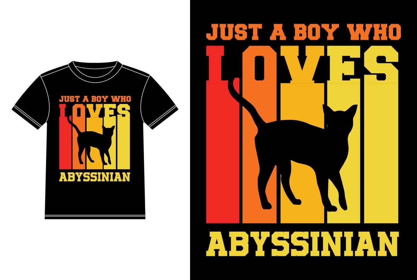 Just a Boy Who Loves Abyssinian T-shirt Design template, Abyssinian Cat on Board, Car Window Sticker Vector for cat lovers, Black on white apparel design