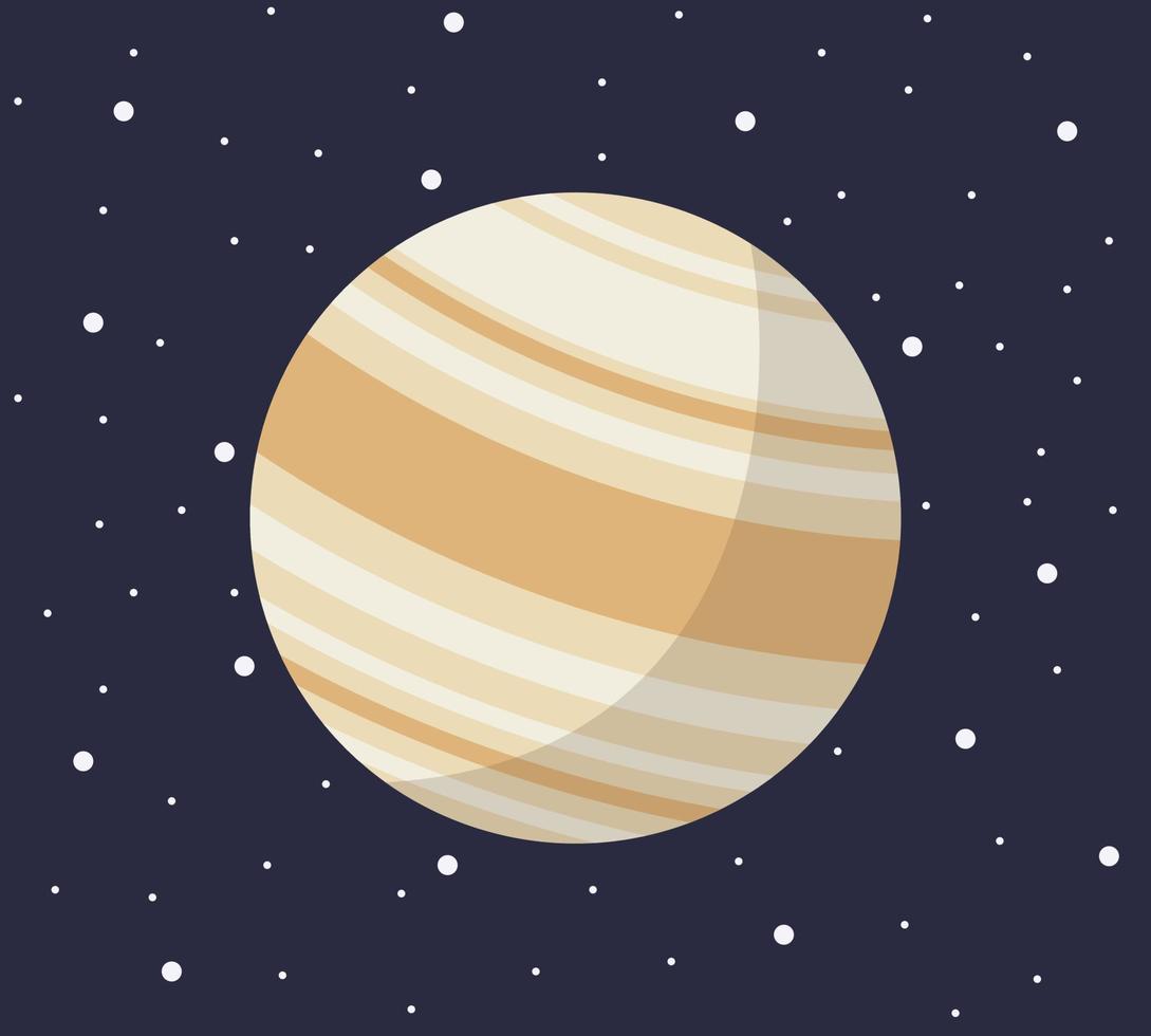 planeta del sistema solar de dibujos animados en estilo plano. Venus planeta en el espacio oscuro con estrellas ilustración vectorial. vector