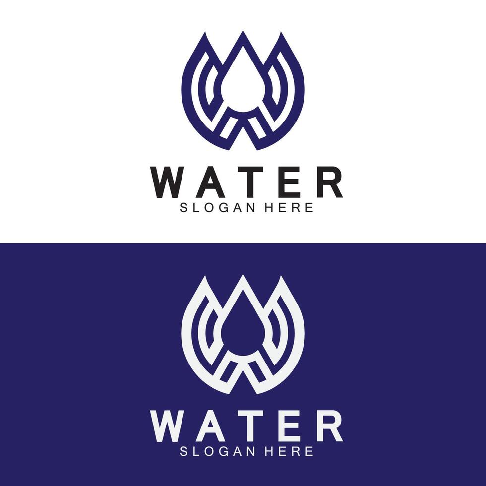Initial Letter W Drop Water Mineral Aqua Liquid Oil Blue Modern Logo Design vector