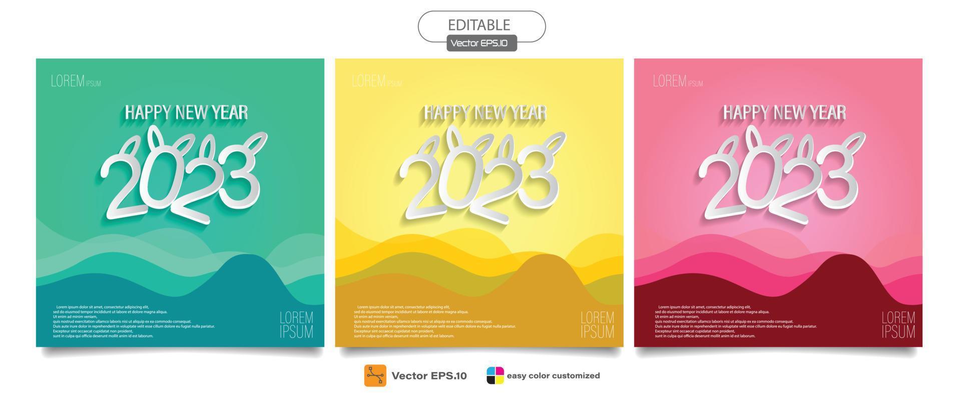 Happy new year 2023 square template . Greeting concept for 2023 new year celebration,vector illustration vector