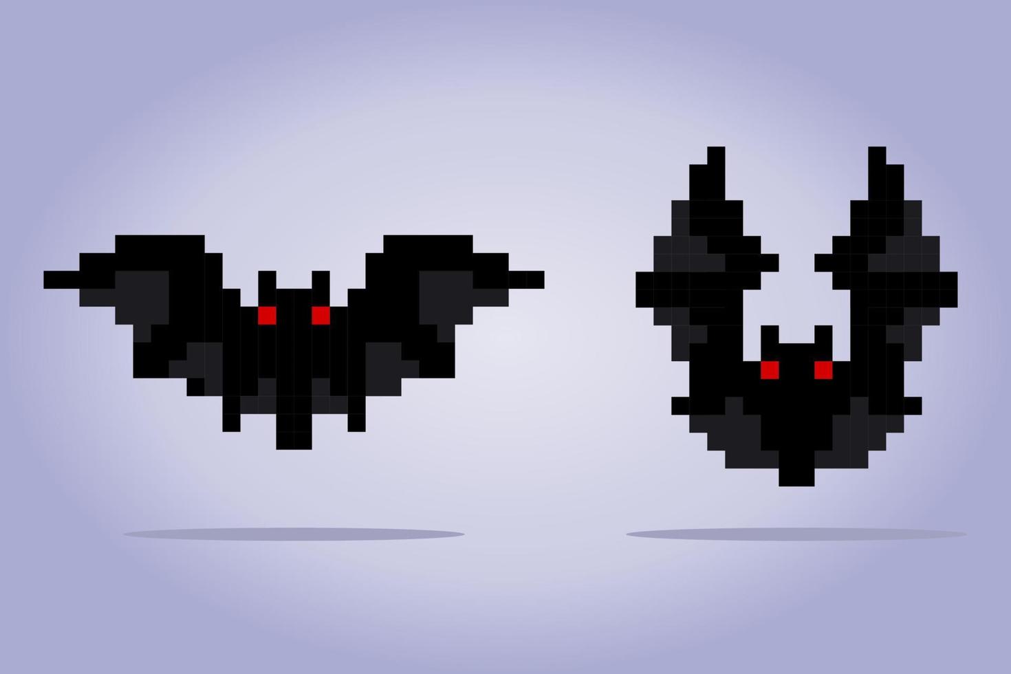 murciélago de píxeles de 8 bits. activos de juegos de animales en ilustración vectorial. vector