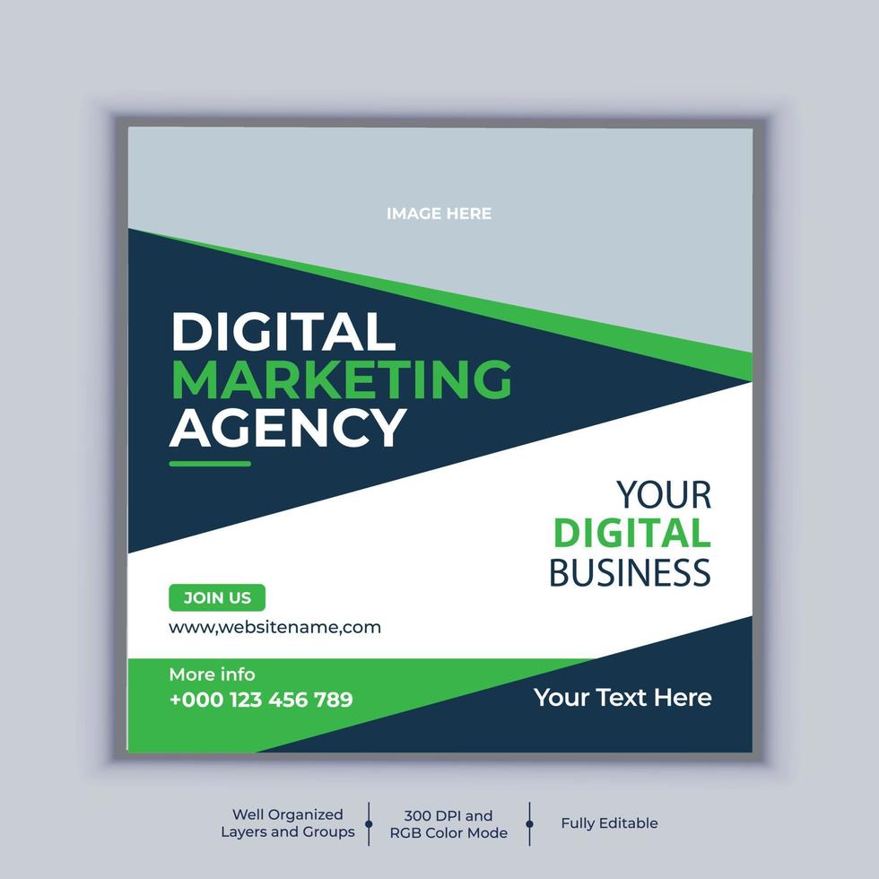 Digital marketing agency social media post banner design vector template. Modern layout business banner design