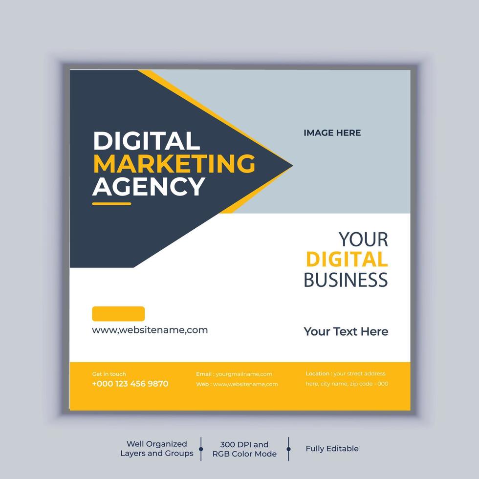 Digital marketing agency social media post banner design vector template. Modern layout business banner design