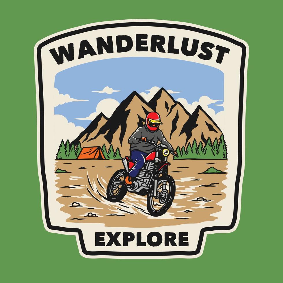 Vintage Motorcycle Adventure, Motocross Club. Hand drawn Vector illustration