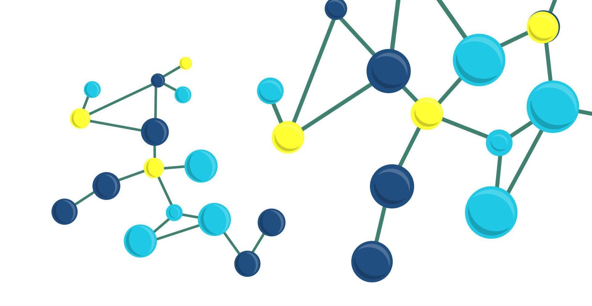 Geometric medical concept of DNA mesh. Chemical molecular structure and models of colored molecules. vector