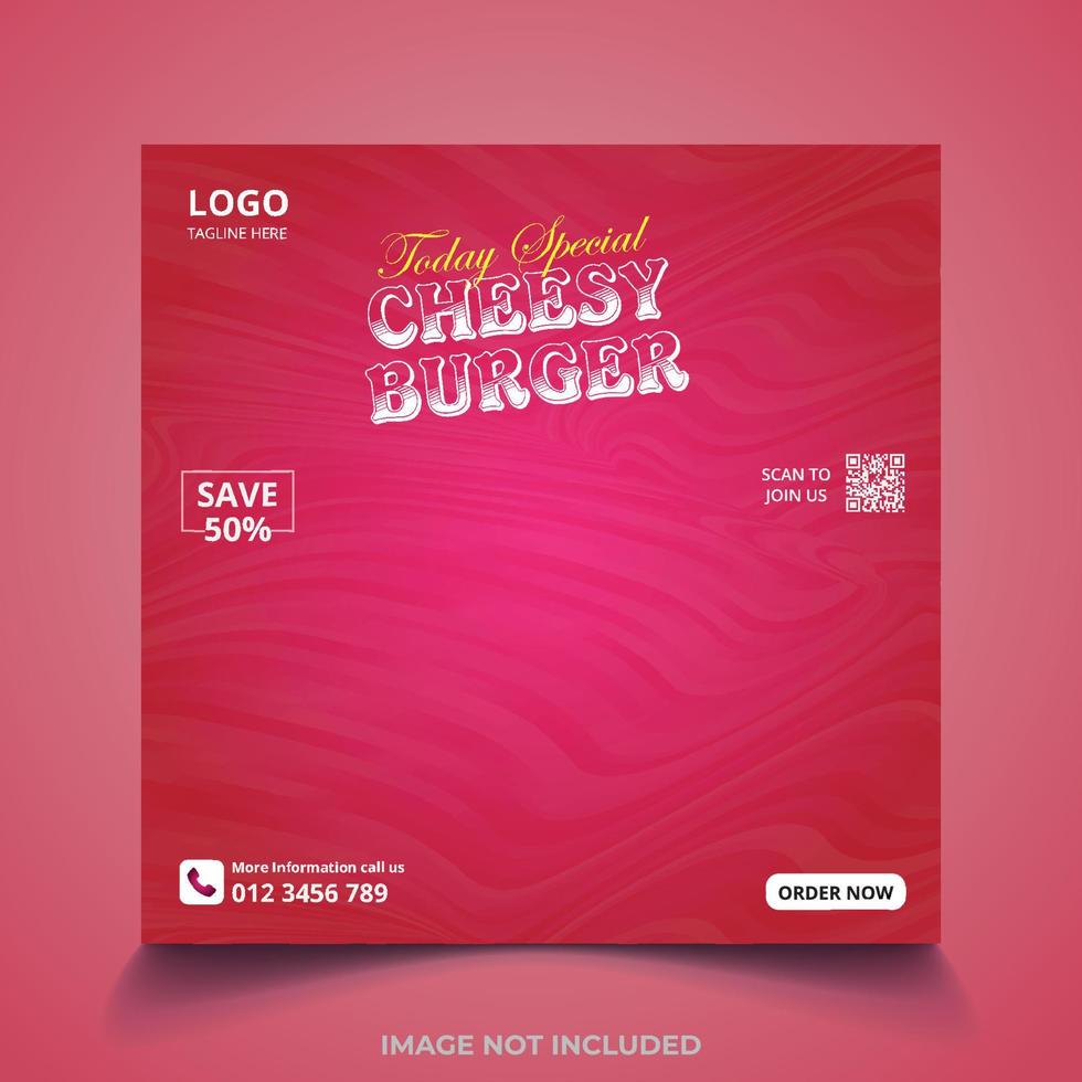 Food social media banner post template vector