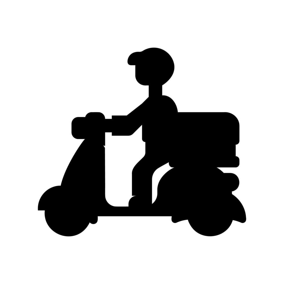 Vector silhouette of a person riding a scooter
