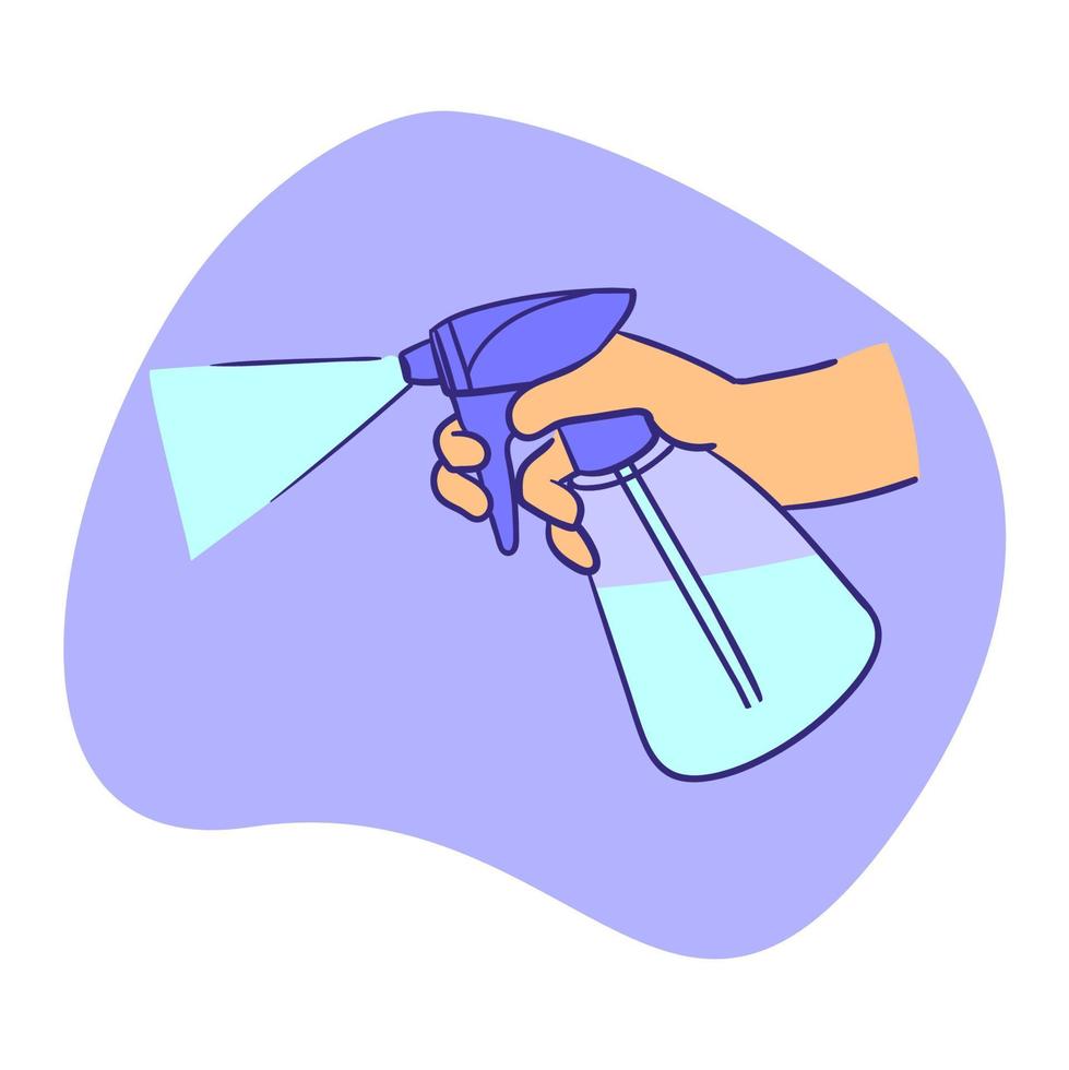 Vector illustration of a person spraying with a spray gun