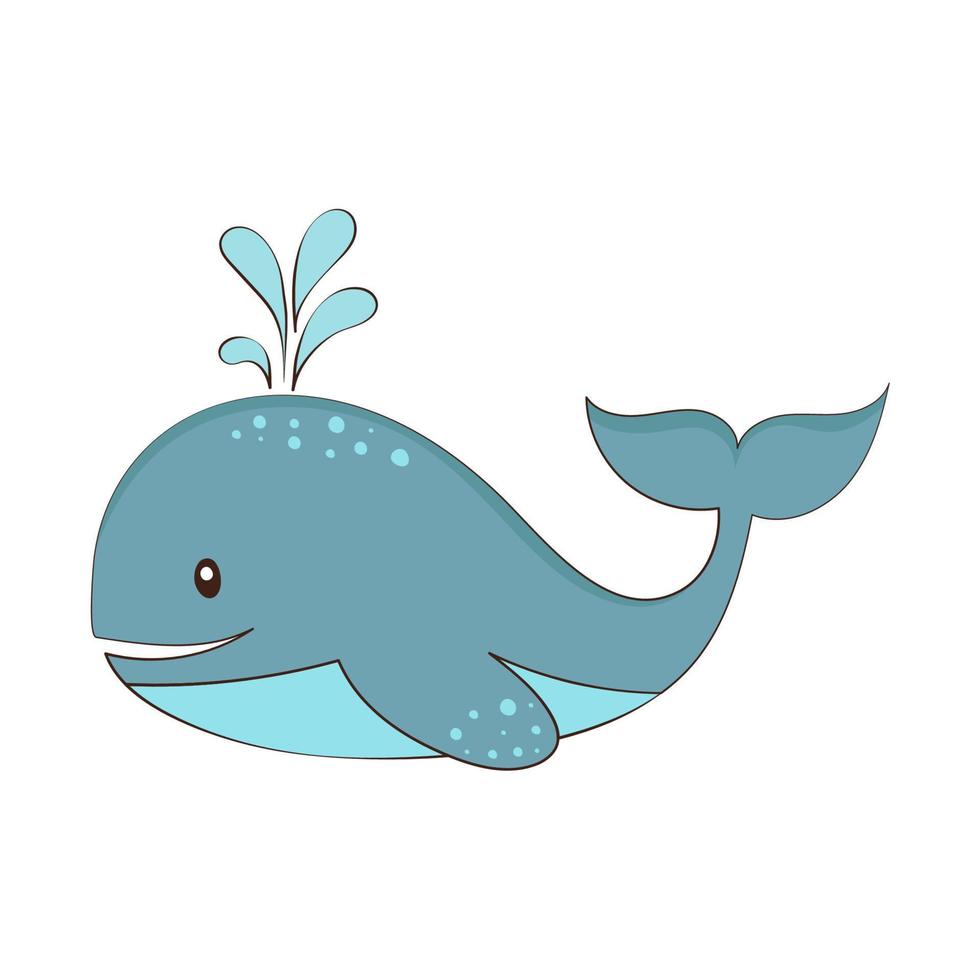 Vector illustration of whale in cartoon style