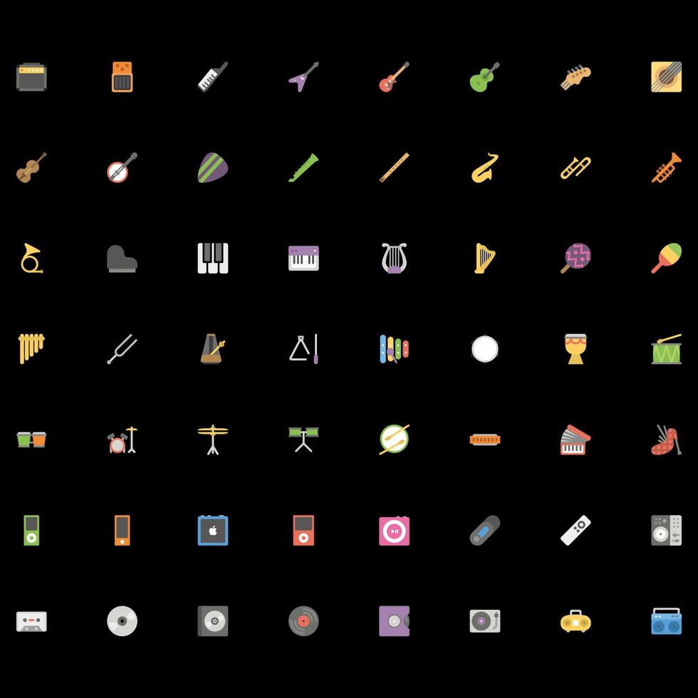 Vector set of colorful icons with various categories