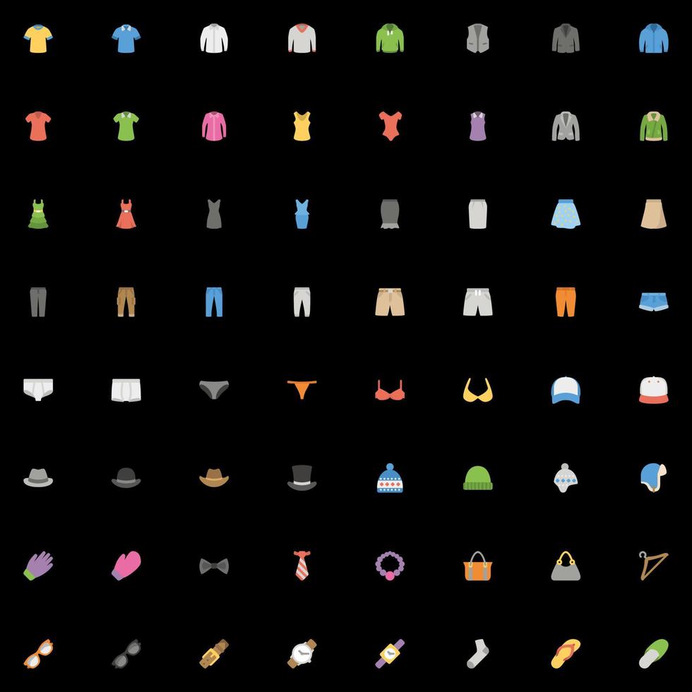 Vector set of colorful icons with various categories