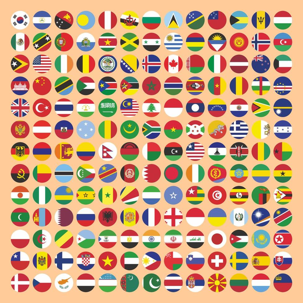 conjunto vectorial de banderas de varios países con formas redondeadas vector