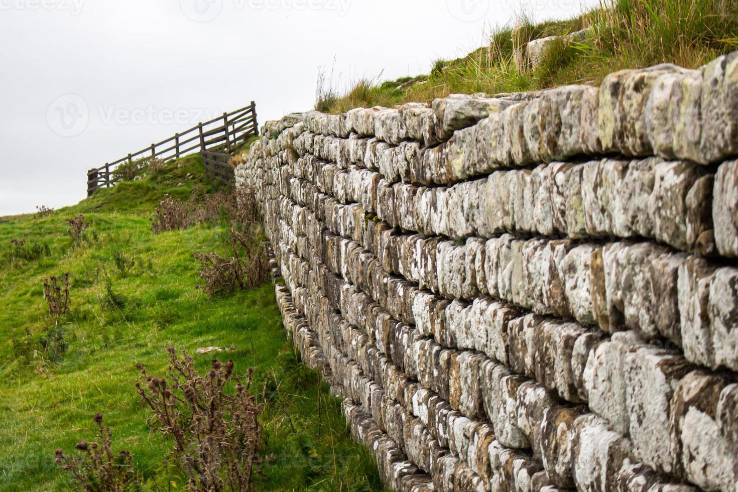 Muro de piedra romano, Muro de Adriano en Northumberland foto