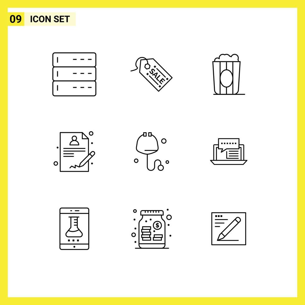 Universal Icon Symbols Group of 9 Modern Outlines of stethoscope check cinema doctor medical Editable Vector Design Elements