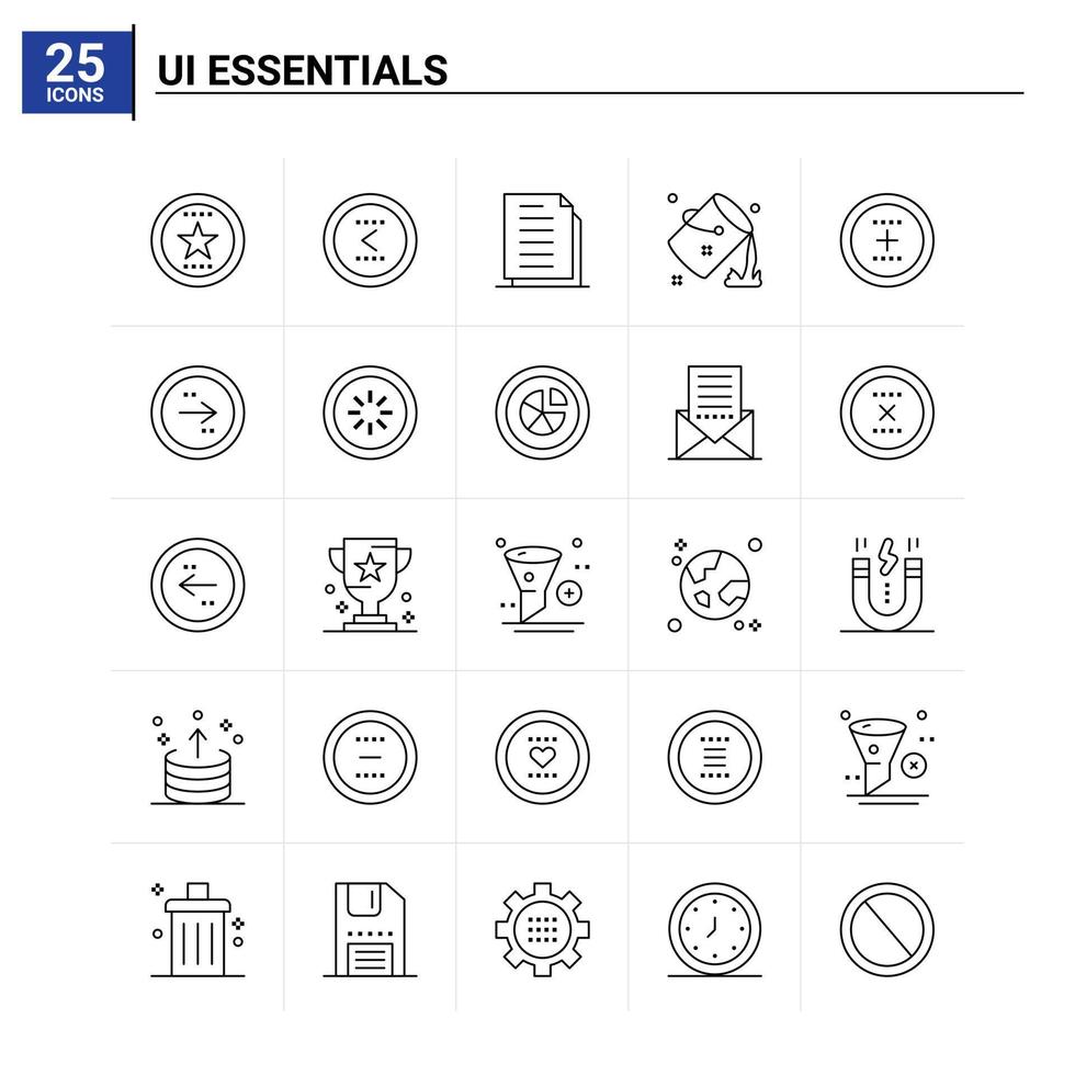 25 Ui Essentials icon set. vector background