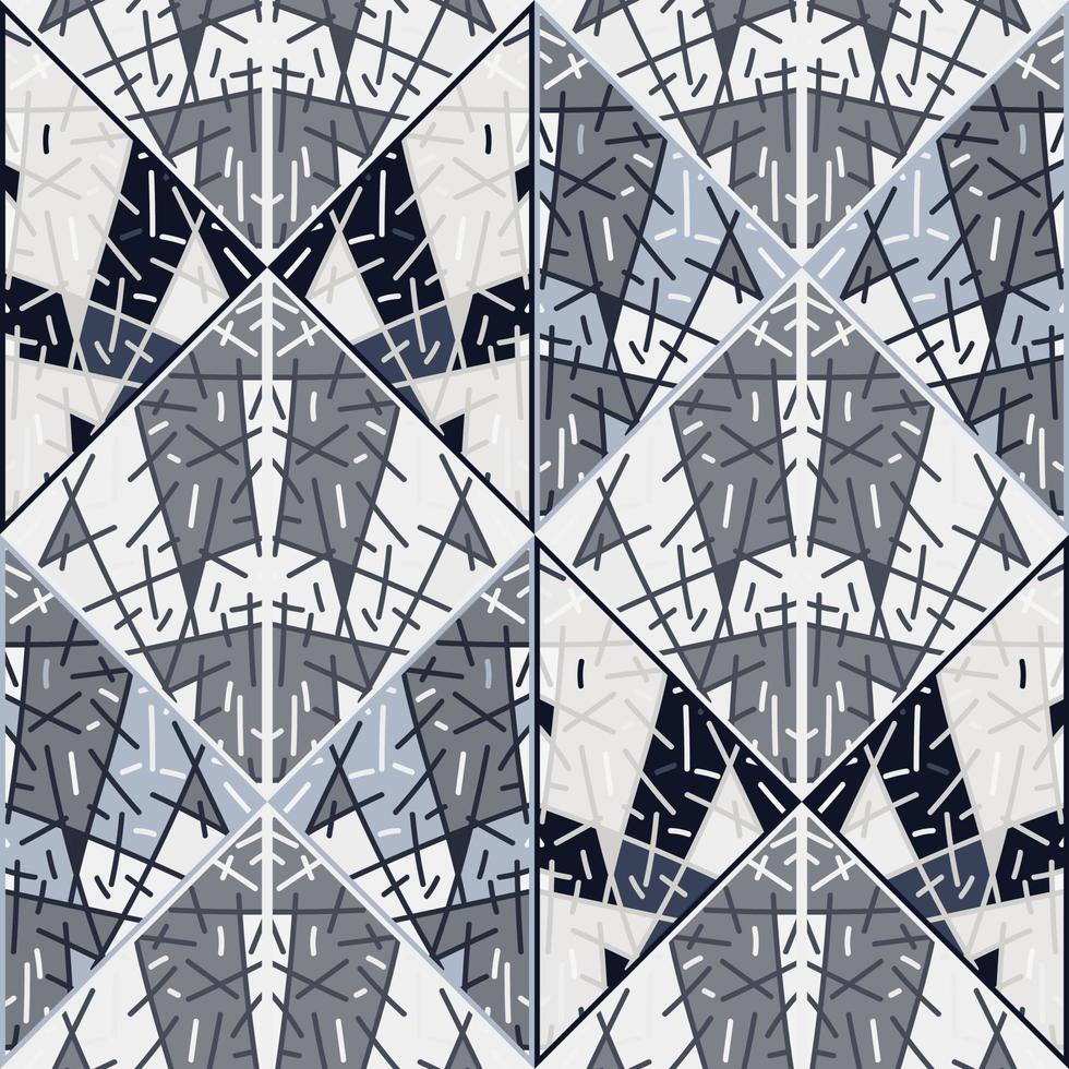 azulejo geométrico tribal dibujado a mano. adorno de línea étnica vintage. patrón sin costuras de mosaico de líneas aleatorias. vector