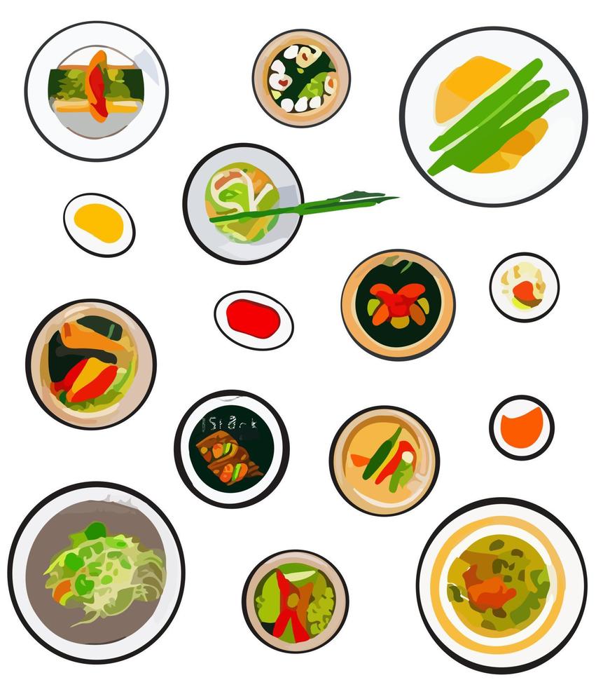 Asian foods vector set