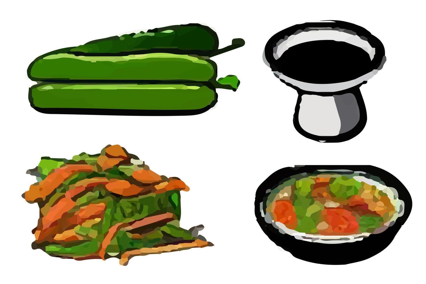 Asian foods vector set