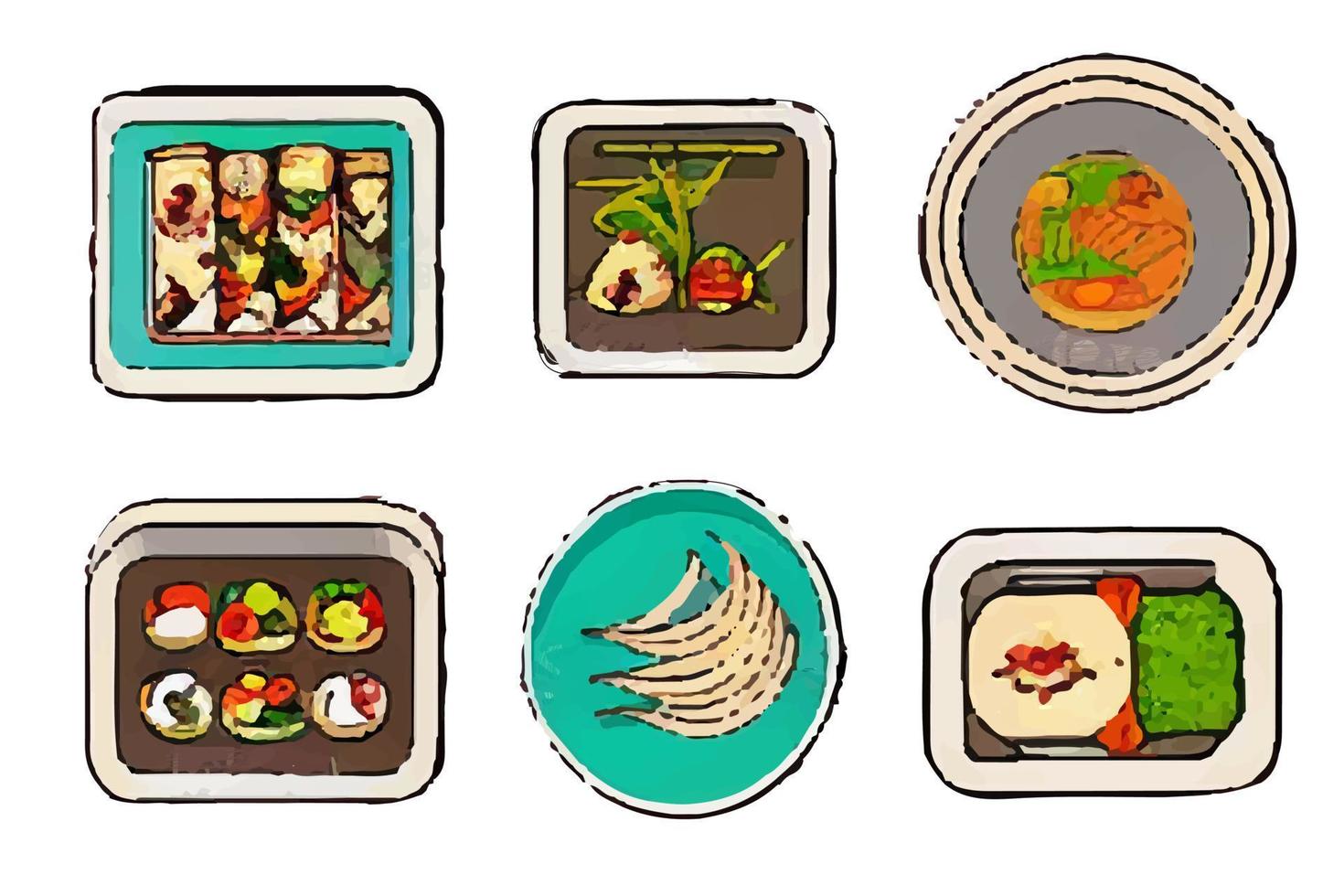 Asian foods vector set