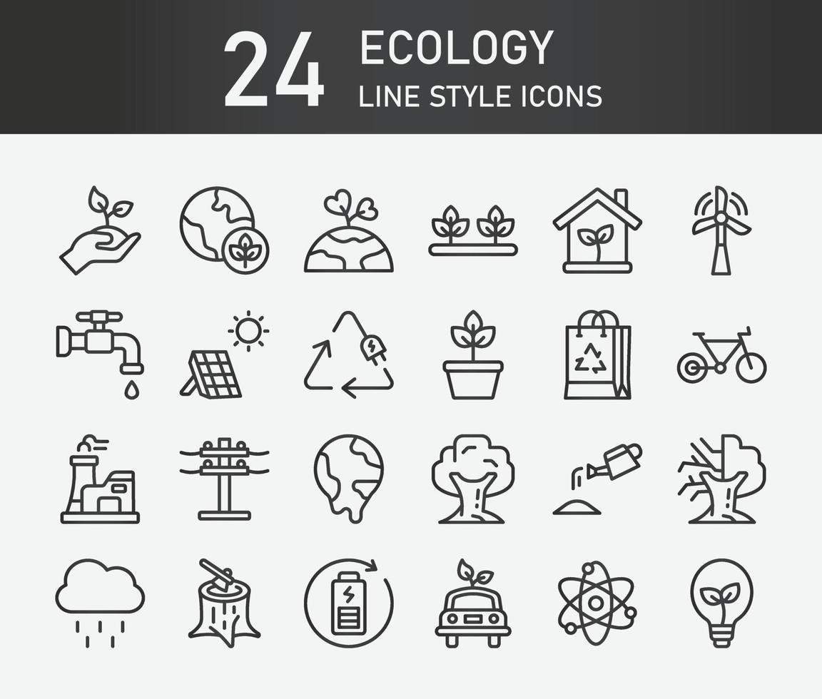Ecology icon set. Different ecology collection, Ecology in outline style. Vector