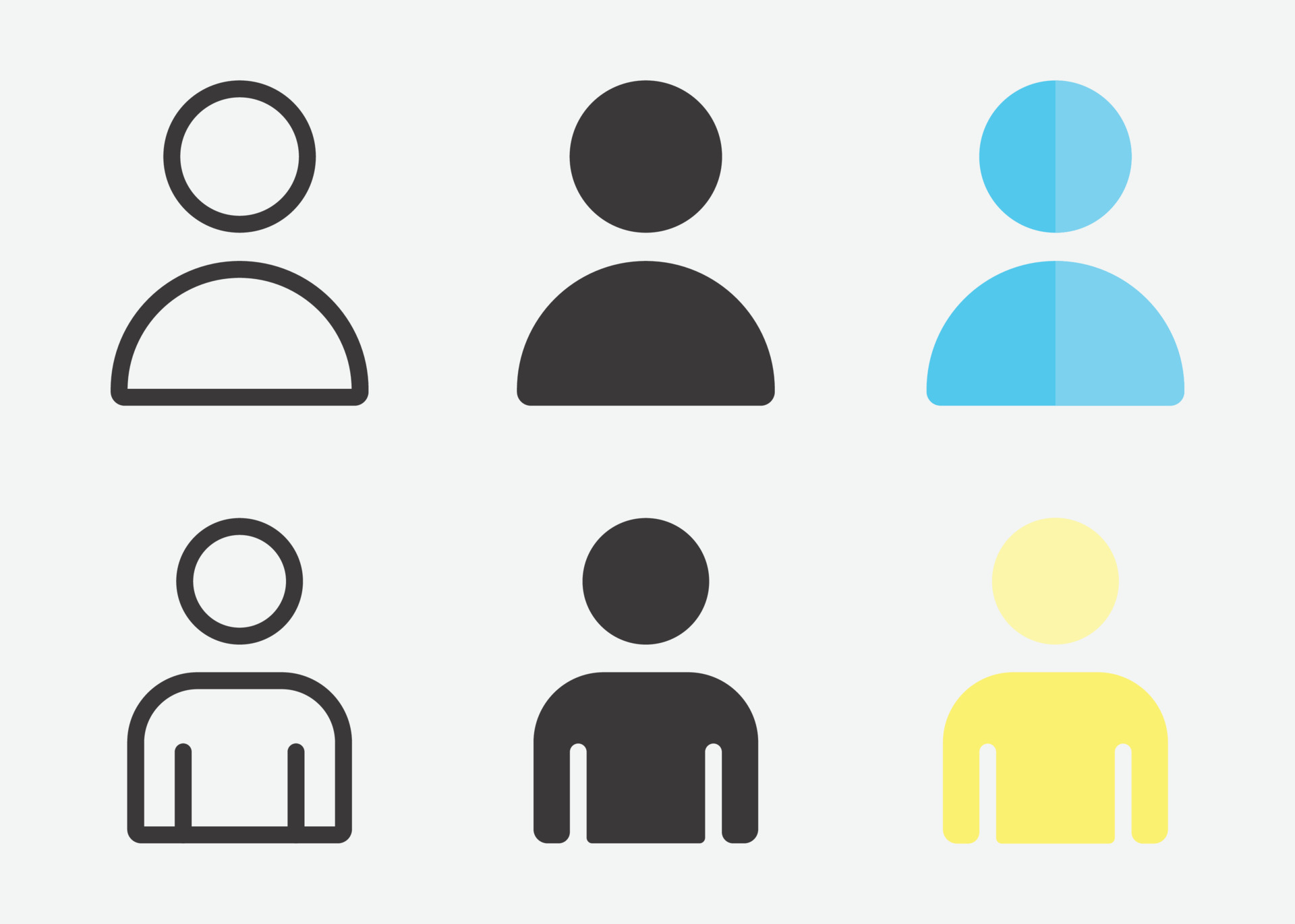 User icon set. Different user collection, User Interface in flat style ...