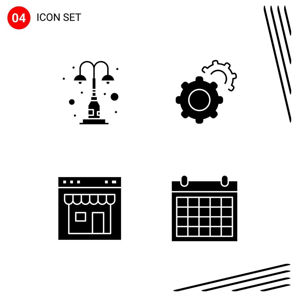 Collection of 4 Vector Icons in solid style Pixle Perfect Glyph Symbols for Web and Mobile Solid Icon Signs on White Background 4 Icons Creative Black Icon vector background