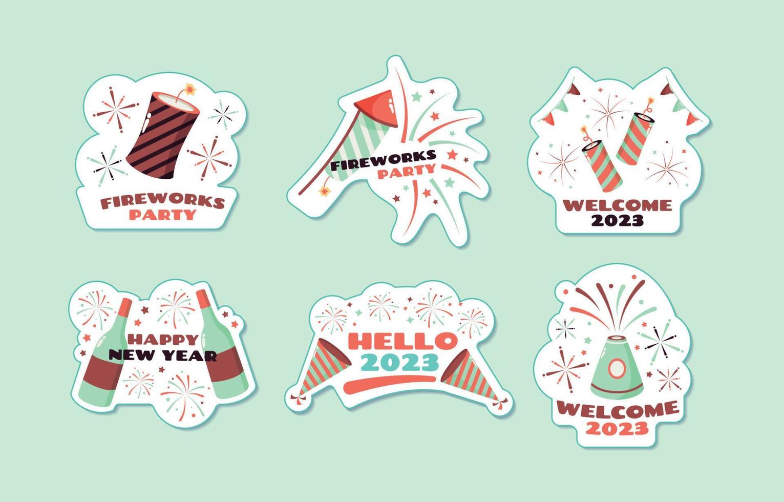 Happy New Year 2023 Fireworks Sticker Collection vector