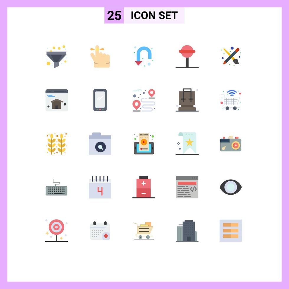 25 Creative Icons Modern Signs and Symbols of browser tool u turn paint lollipop Editable Vector Design Elements