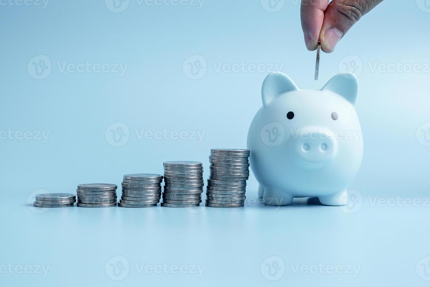Money saving with bank finance investment concept.Business cash and loan growth. Deposit for interest in retirement. photo