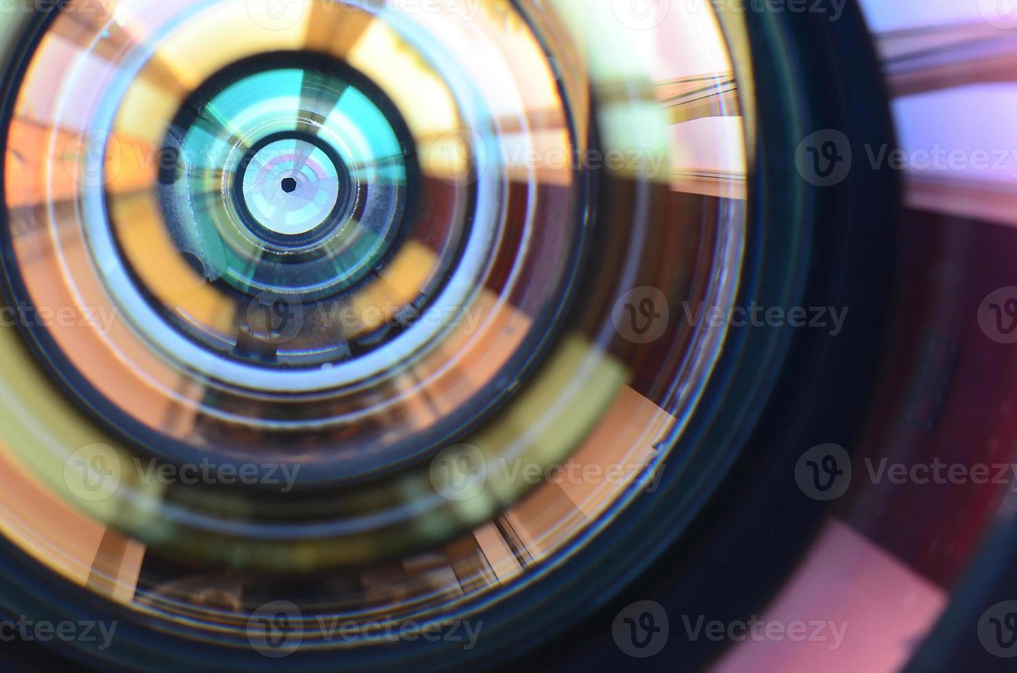 Photo Camera lens close up macro view. Concept of photographer or camera man job