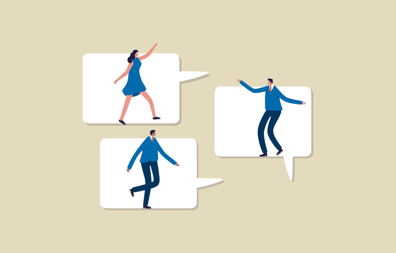 People in speech bubbles have fun communicate. Business people with text bubbles. Illustration vector