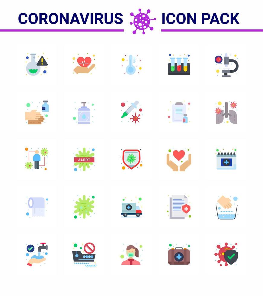 Novel Coronavirus 2019nCoV 25 Flat Color icon pack virus laboratory medicine coronavirus test viral coronavirus 2019nov disease Vector Design Elements